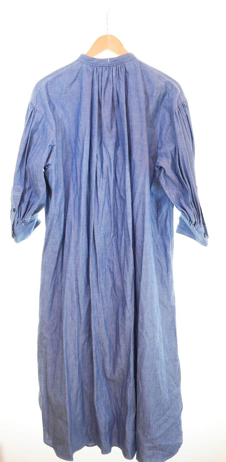 美品 ハイク GATHERED DRESS ギャザードレス ワンピース ブルー ハイク HYKE CHAMBRAY GATHERED DRESS シャンブレー ギャザー