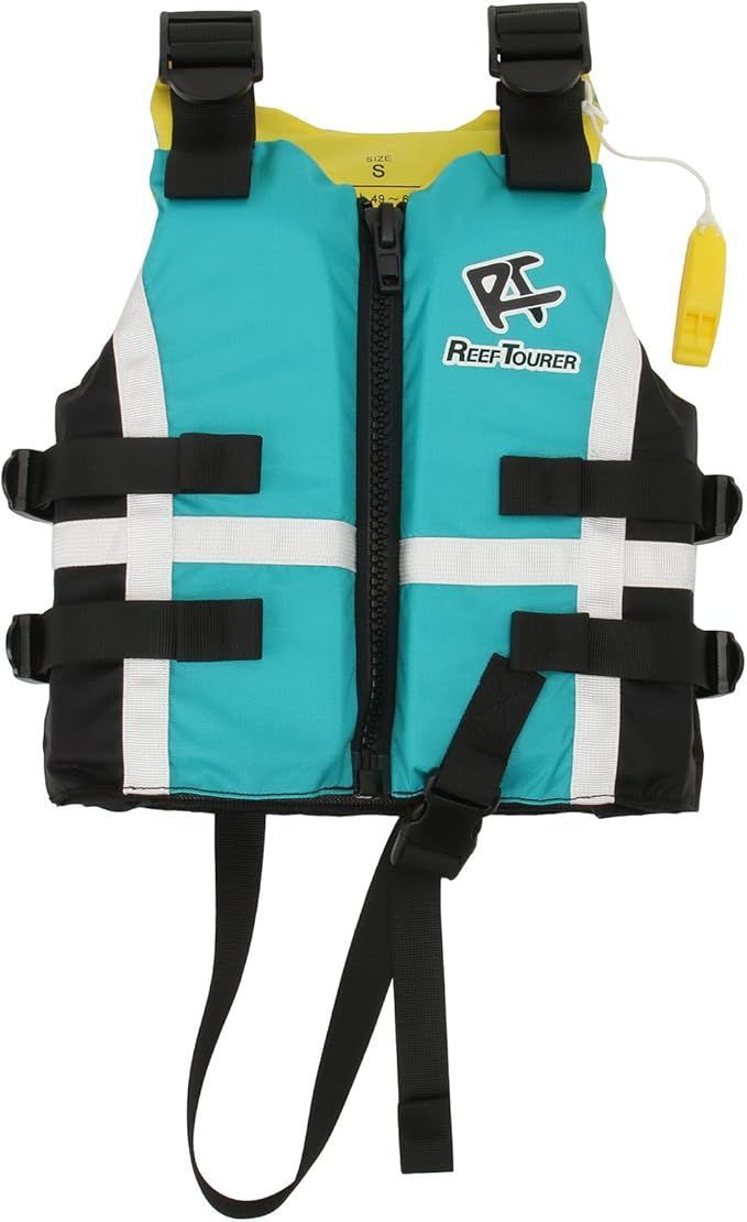 リーフツアラー REEF TOURER 着脱しやすいジッパータイプ 股ベルト有 シュノーケリングベスト ホイッスル付 こども用 浮力5.4kg S|Mサイズ イエロー|ターコイズ|ラベンダー SV1500|SV1500P