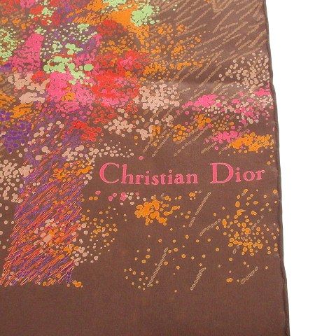 クリスチャンディオール Christian Dior ストール 花柄 薄手 茶
