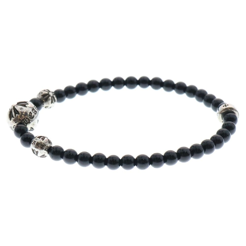 クロムハーツ 4mm BEAD ブラックトルマリンビーズブレスレット CHROME HEARTS BLACK 4MM TOURMALINE & 1 SILVER BEADS BRACELET