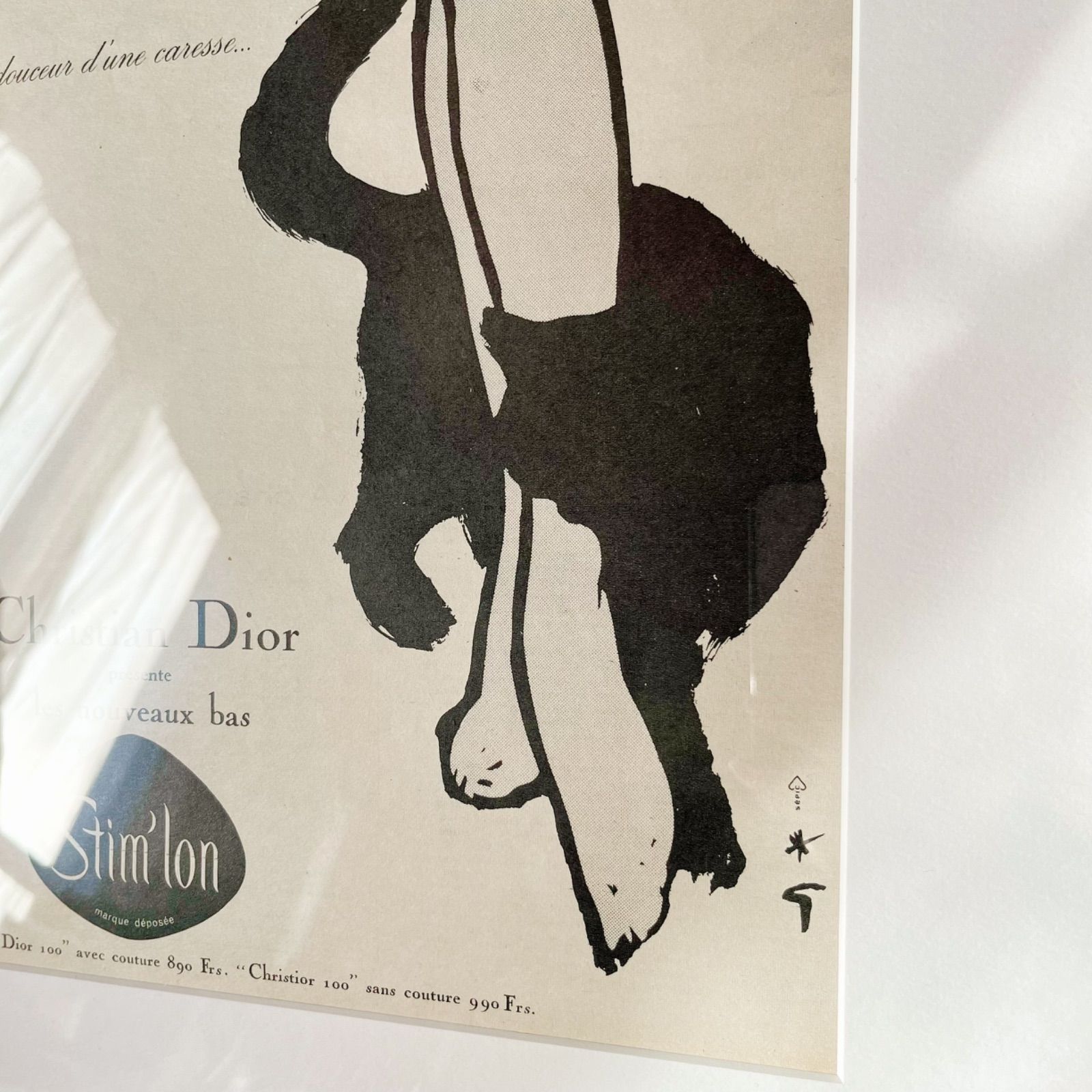 1960 広告＞Rene Gruau ルネ グリュオ Dior ディオール 猫