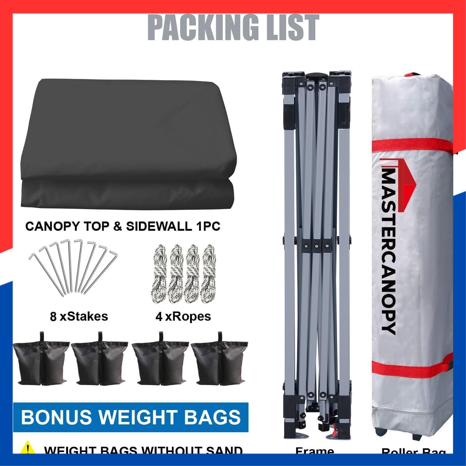 数量 サンシェード UVカット 日除け 耐水 商用 風抜けベンチレーション アウトドア用 キャスターバッグ スチールフレーム 三段階調節 ペグ 2M 2.5M 3M ロープ サイドシート一枚セット ウェイトバッグ付き 3M深灰 マスターキャノピー M