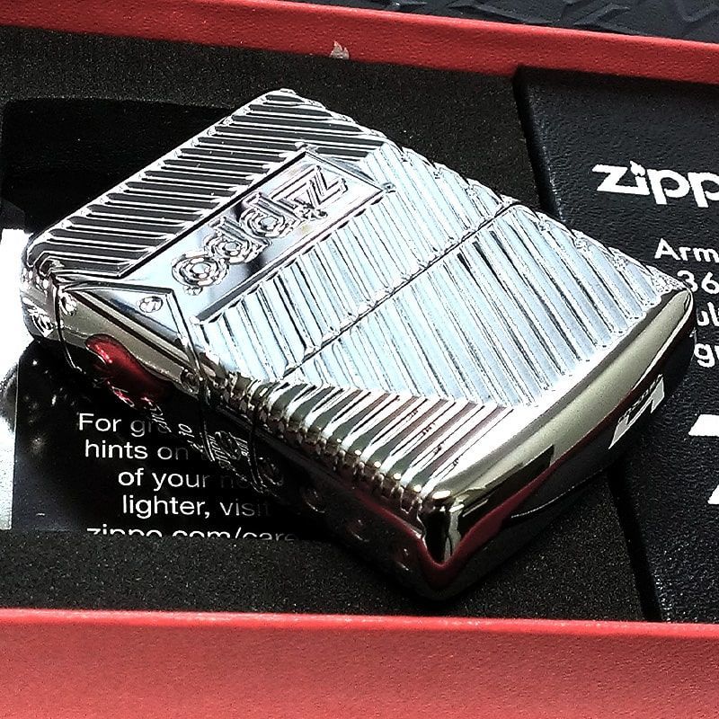 ZIPPO アーマー 360°マルチカット彫刻 ジッポ ライター シルバー 炎 ハイクロームポリッシュ ４面加工 ファイヤー ボルトデザイン ロゴ  かっこいい メンズ おしゃれ 銀 父の日 ギフト プレゼント - メルカリ