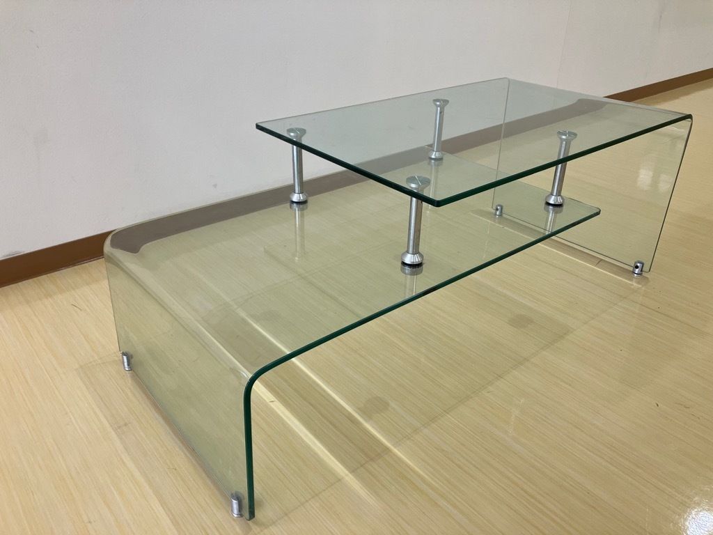 値下げ※【直接引取】truck OAK GLASS-TOP LOW TABLE
