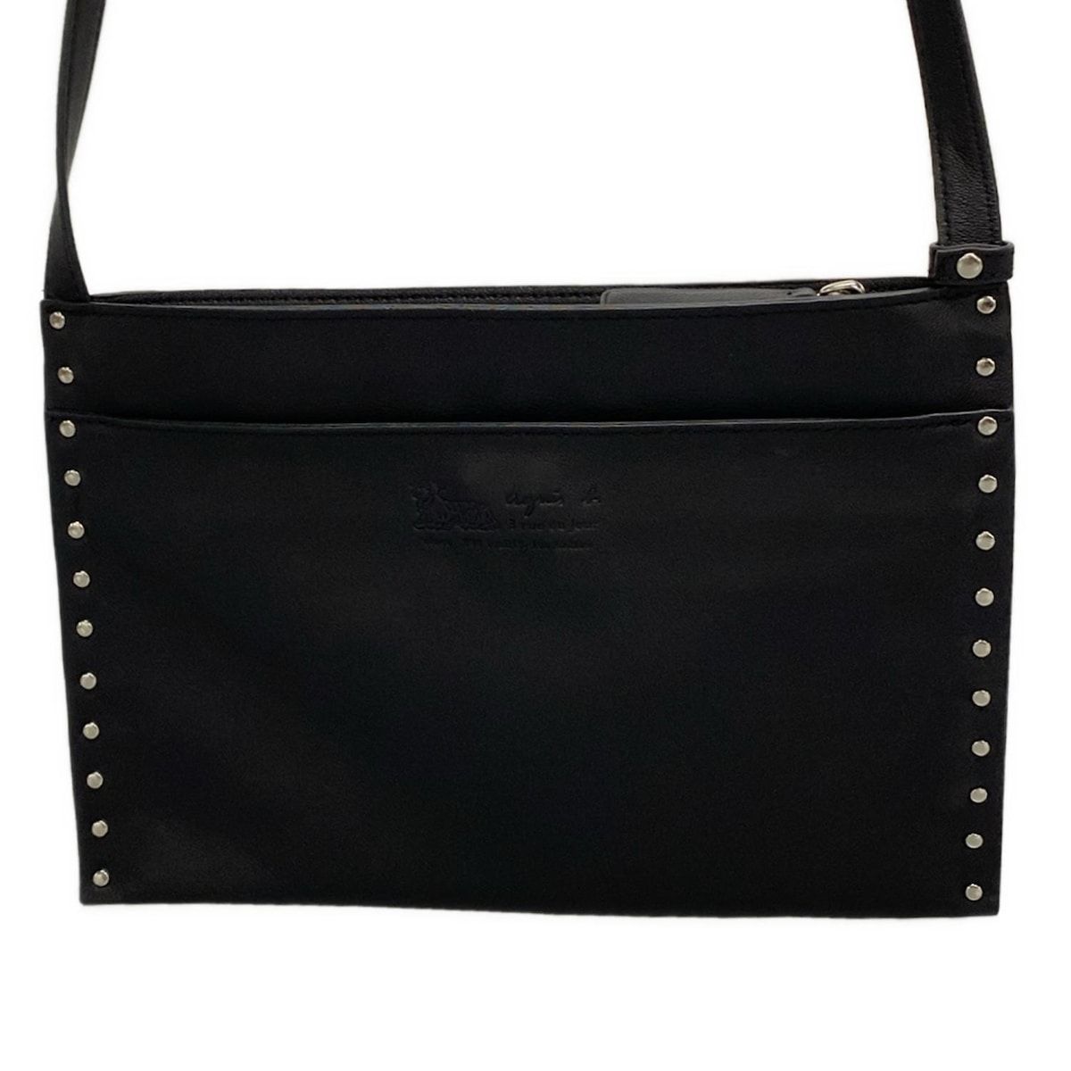 agnes b(アニエスベー) ショルダーバッグ美品 黒 スタッズ/マチ
