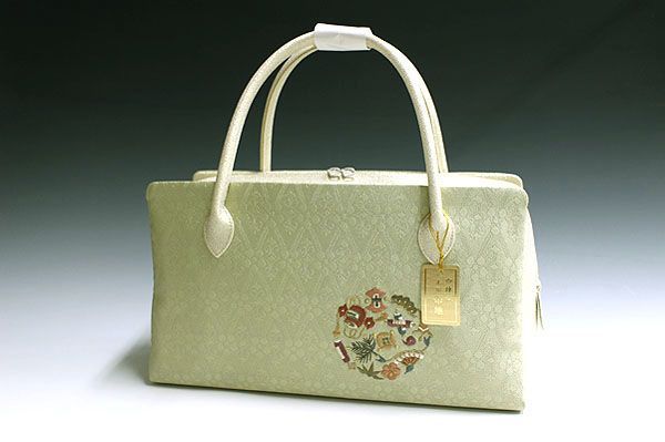 ポイント刺繍入り 西陣帯地使用 利休バッグ 25064