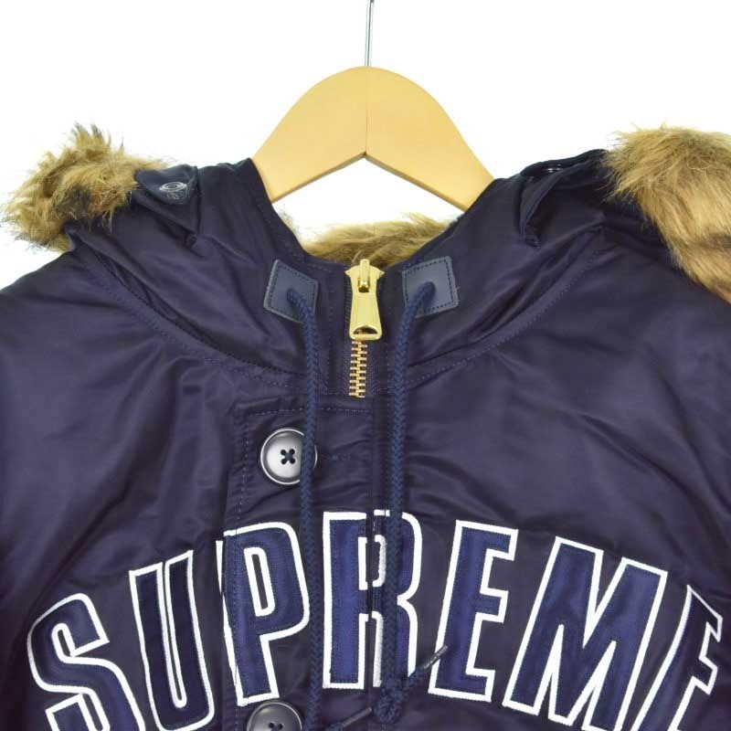 シュプリーム SUPREME 16AW Arc Logo N-3B Parka アーチロゴ パーカー フライトジャケット フェイクファー S 紺  ネイビー □GY18 - メルカリ