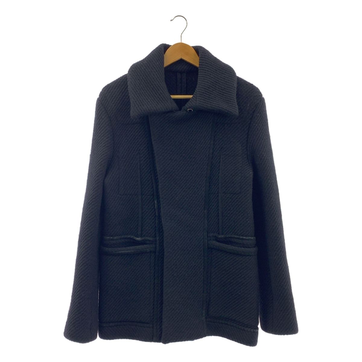 YVES SAINT LAURENT rive gauche | イヴサンローランリヴゴーシュ | ウール レザーパイピング コート | 46 | ブラック | メンズ
