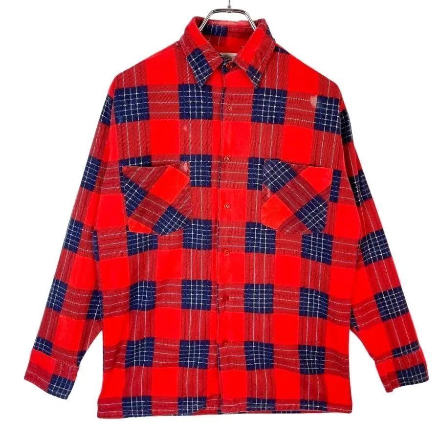 好配色 ヴィンテージ Saugatuck プリントネルシャツ L 80s