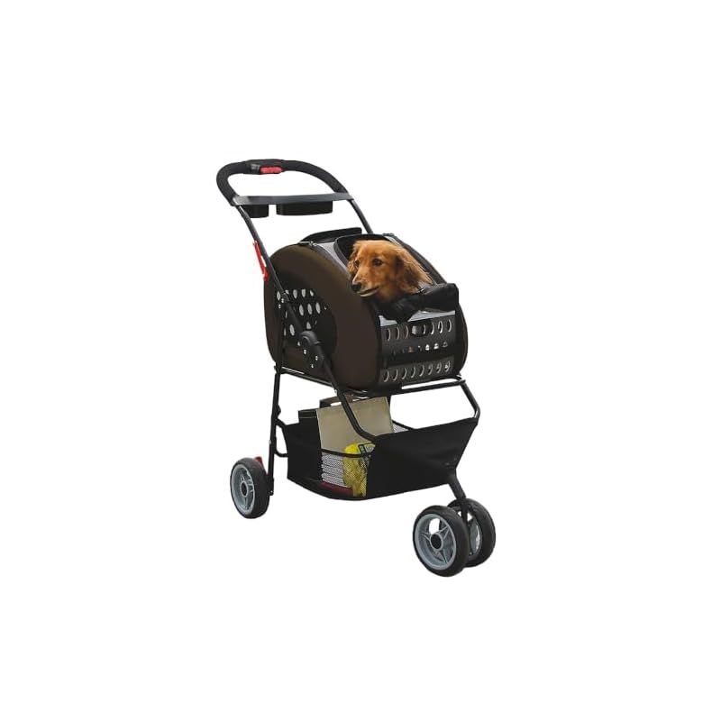 アイリスオーヤマ 犬用カート ペットカート 4WAY 折りたたみ 取り外し 分離可 ブラウン 小型犬 1