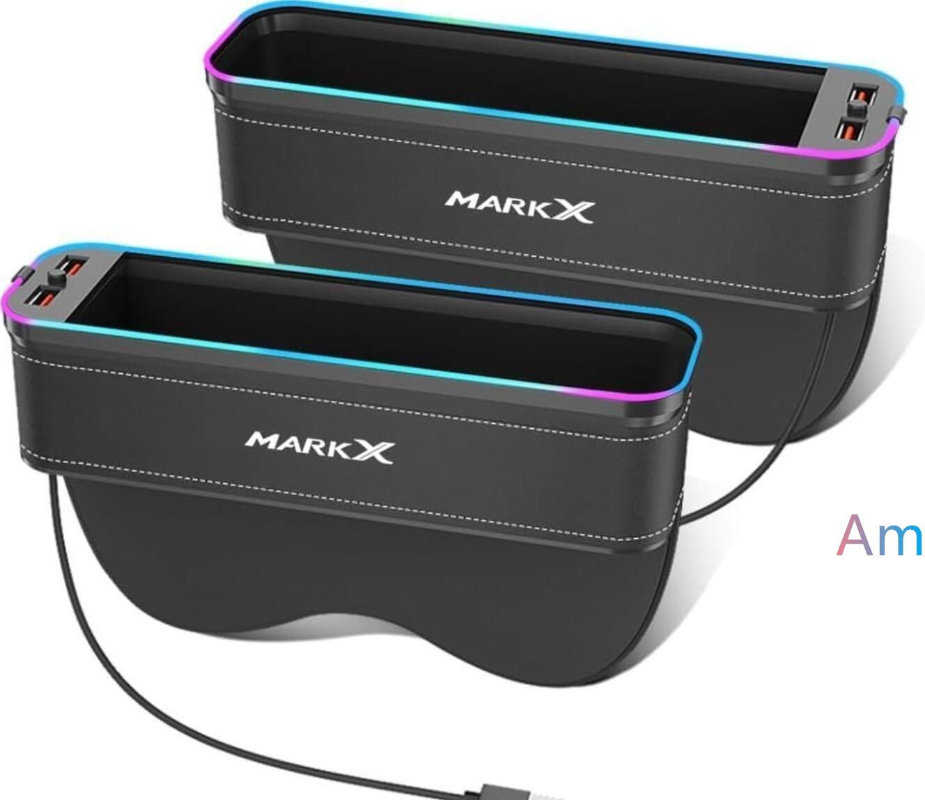 新作 トヨタ マークX 車用サイド収納ボックスシートポケット 収納ボックス 車席隙間ポケット USB充電 LED雰囲気ライト 小物入れ付き 小物収納 多機能収納 GRX130 GRX133 GRX135 120系 130系 全シリー