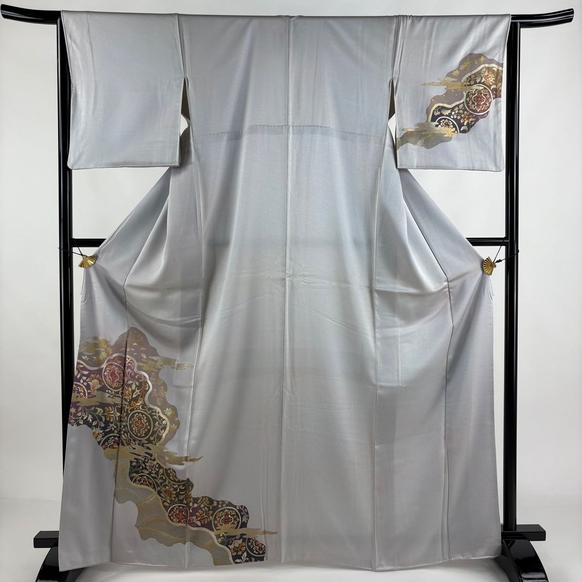 名作 裄丈64.5cm 身丈166.5cm 付下げ M ぼかし 金彩 花唐草 丸紋 袷 着物・浴衣