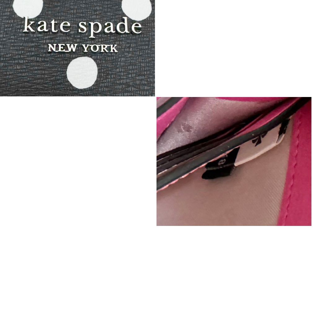 新品ケイトスペードkate spadeドット柄　ラウンドファスナー長財布　黒