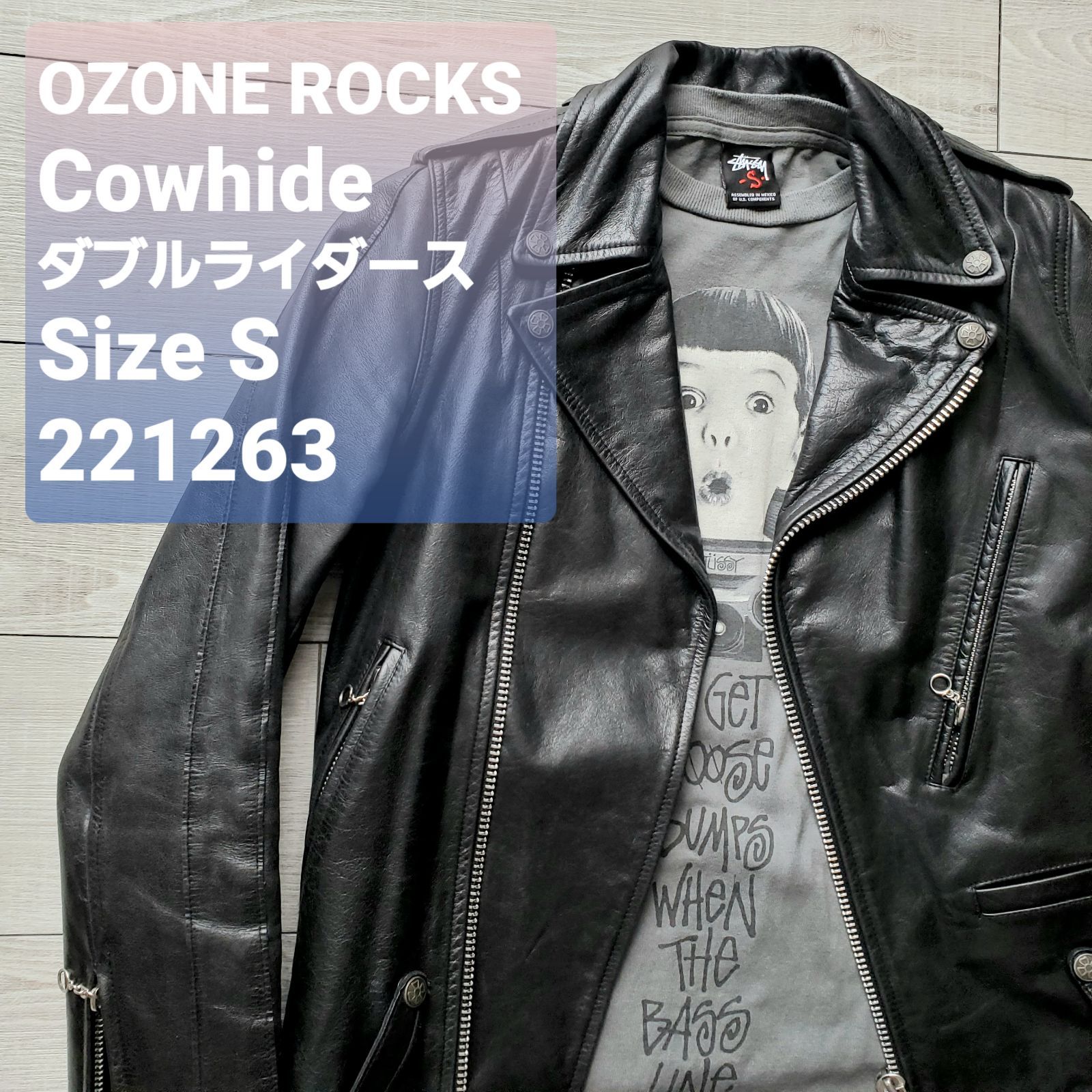 OZONEROCKSオゾンロックス□美品 牛革 ダブルライダースジャケット S