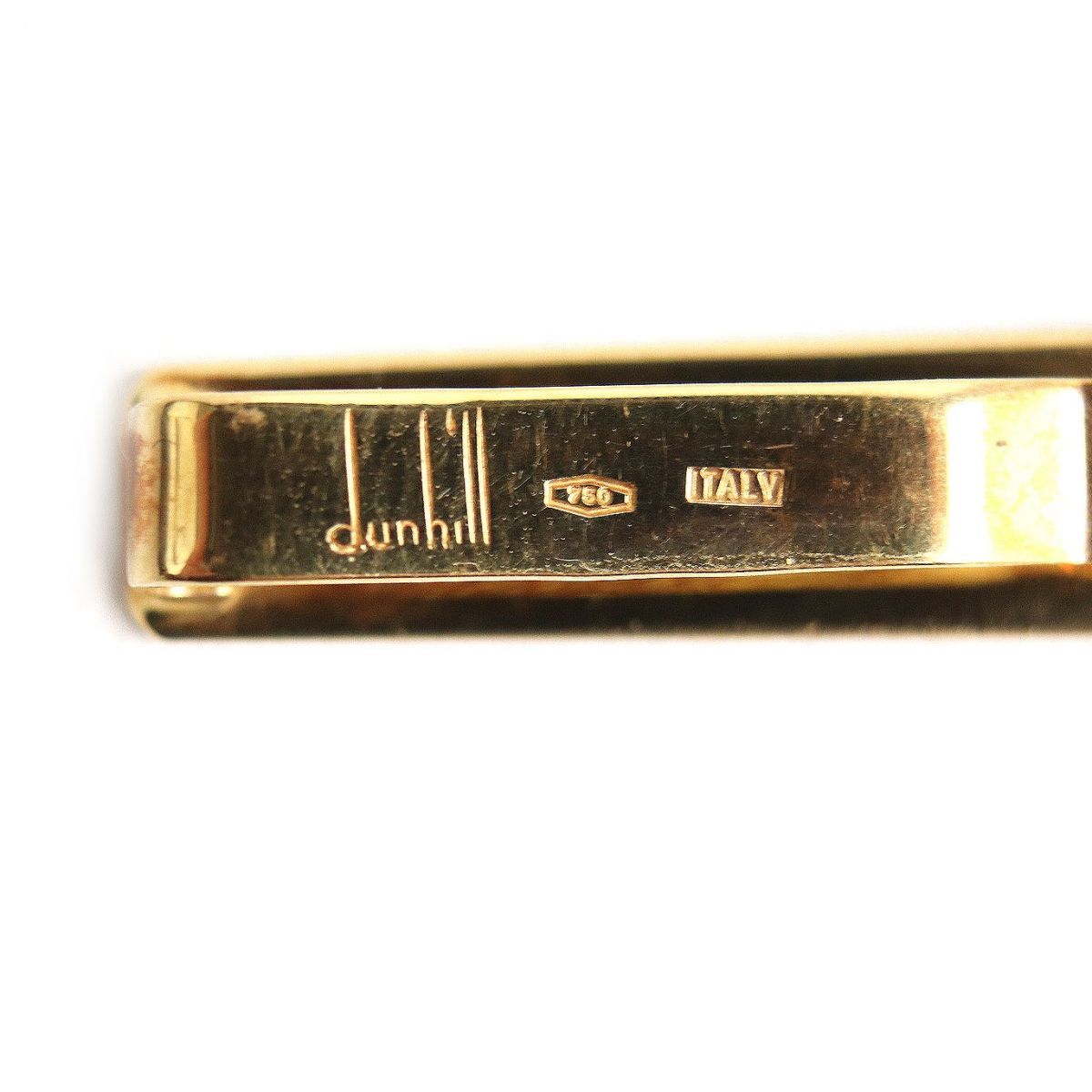 美品◇dunhill ダンヒル K18 チェック柄 ネクタイピン/タイバー/タイ 