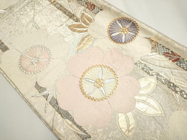 平和屋着物○佐賀錦 六通柄袋帯 草花間道 金銀糸 正絹 逸品 CAAY2511hy