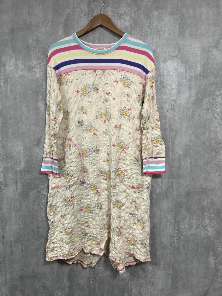 希少✨美品 ツモリチサト 花柄ポケットワンピース ストレッチ生地 グレー M TSUMORI CHISATO ツモリチサト 100%シルク ドレス ロング