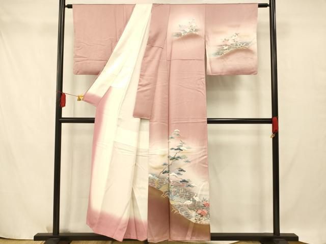 平和屋着物○訪問着 刺繍 花鳥丸文 金彩 正絹 逸品 AAAX0602zg