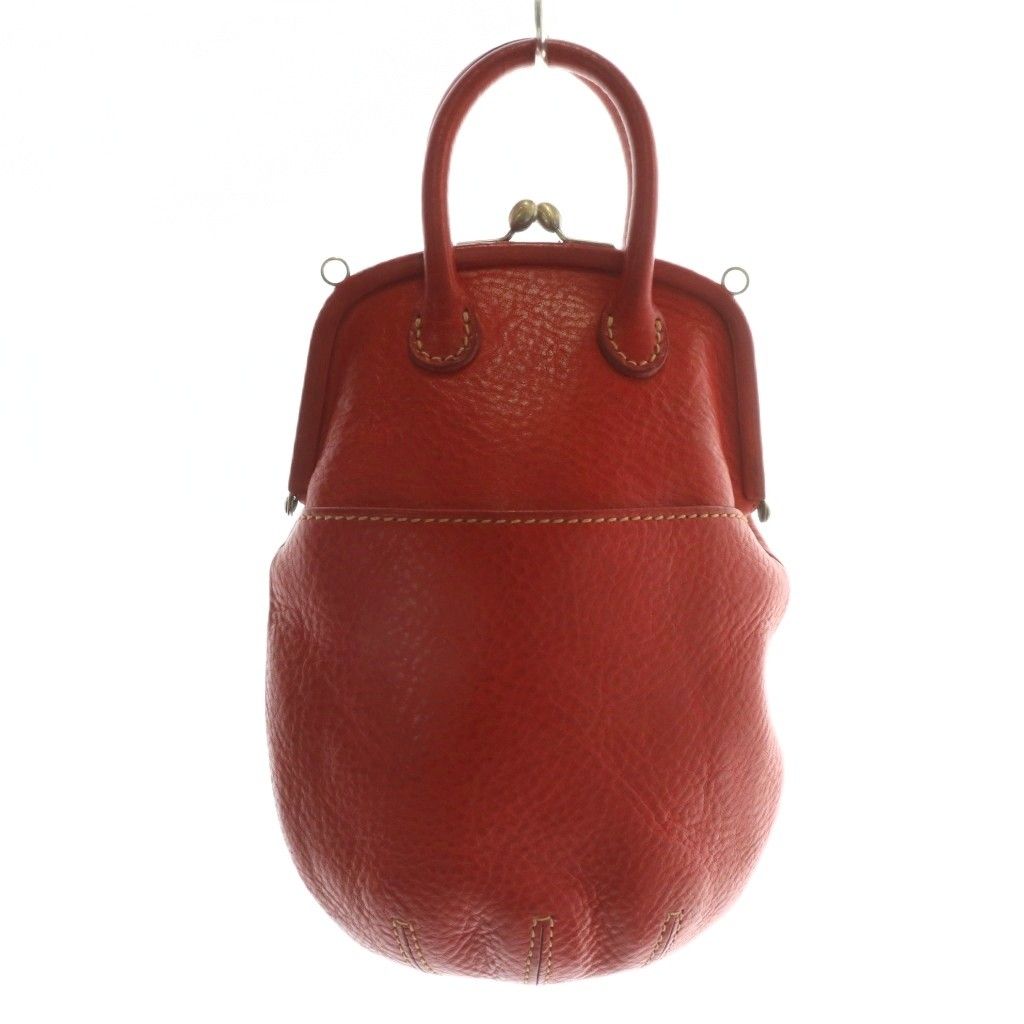 ゲンテン genten ハンドバッグ ショルダー 2WAY レザー がま口 ロゴ 赤 レッド XZ GY18