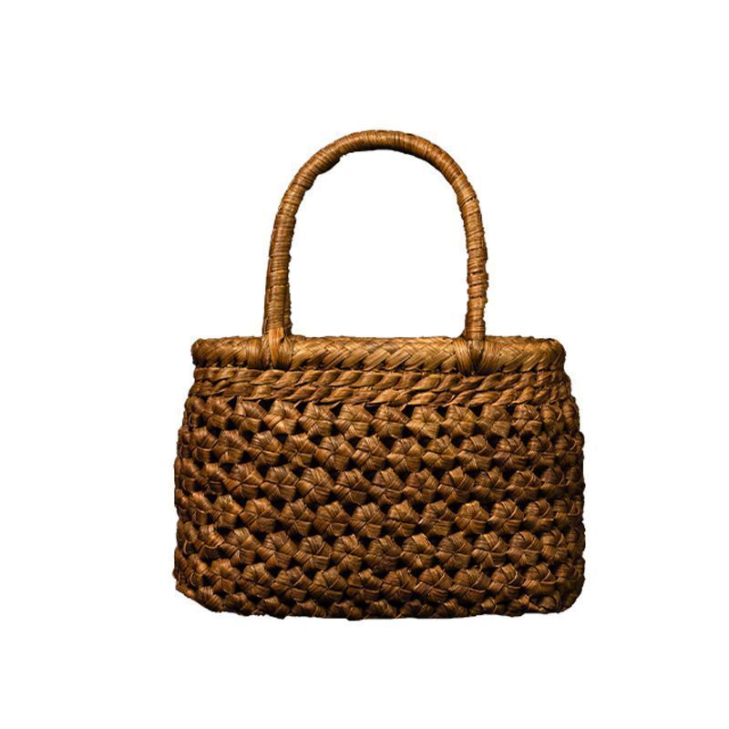 新品未使用 山葡萄かごバッグ 六角編み 手編み ナチュラル天然素材 藤