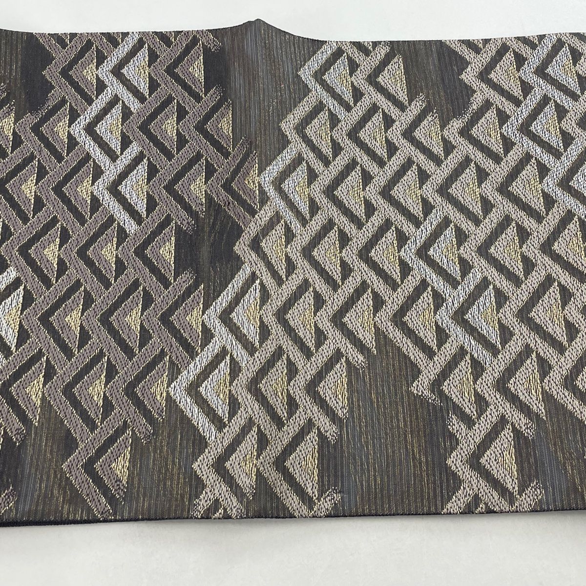 袋帯 美品 秀品 夏帯 絽 鱗柄 金銀糸 灰紫 六通 正絹 【中古