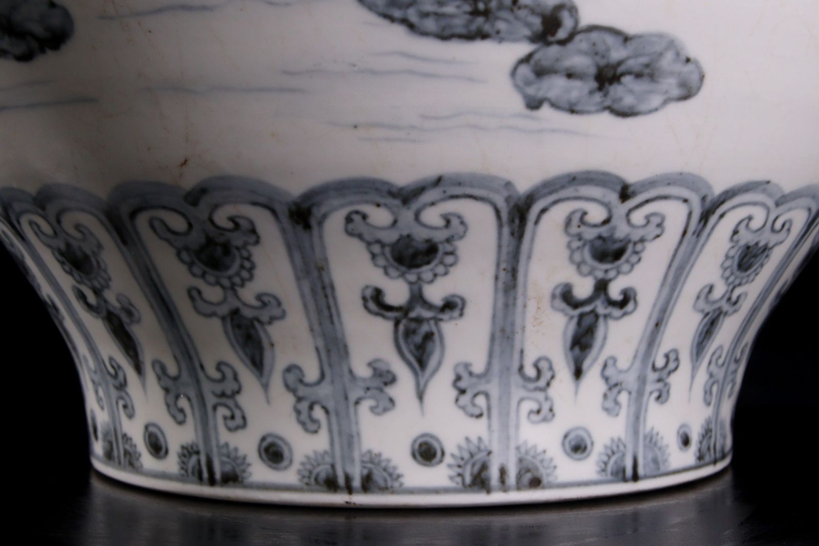 李朝時代 白磁染付蓮白鳥文壷 43cm 朝鮮古陶 唐物 骨董 古美術 楾 D156