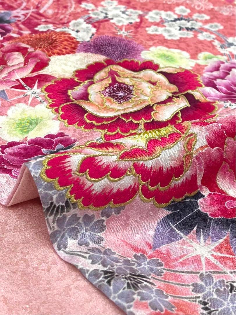 振袖 銀通し 刺繍 金彩 ストーン 紋意匠 トールサイズ