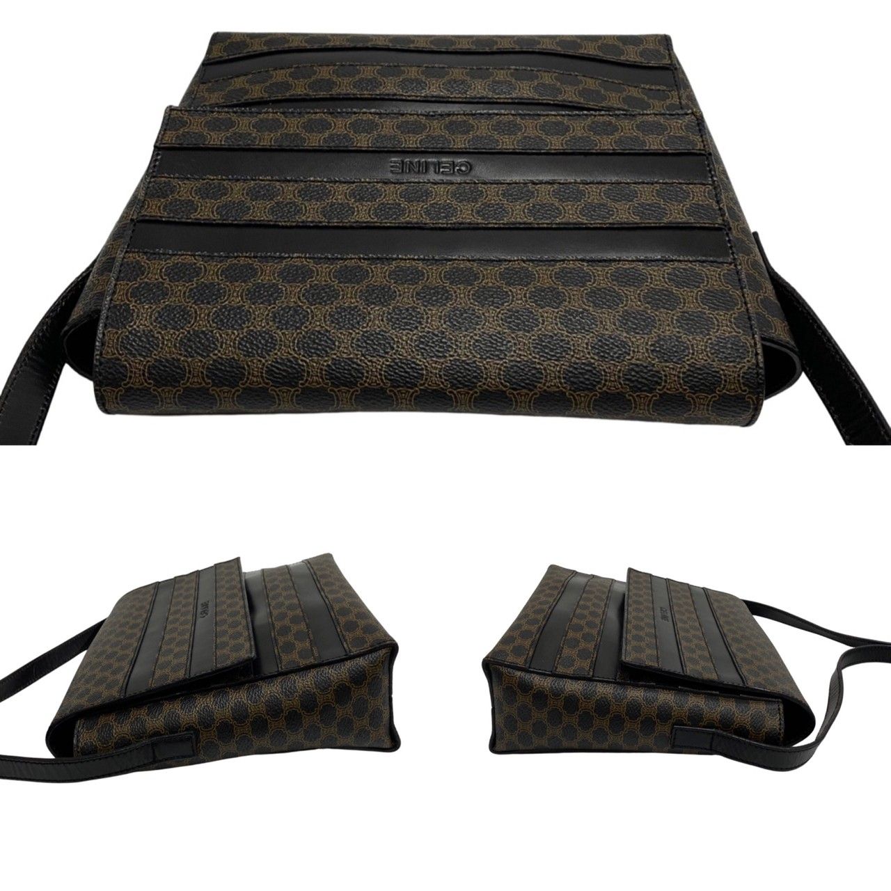 極 美品 セリーヌ マカダム ブラゾン レザー ショルダーバッグ ポシェット 楽天市場】CELINE セリーヌ マカダム柄 ブラゾン柄 ショルダー