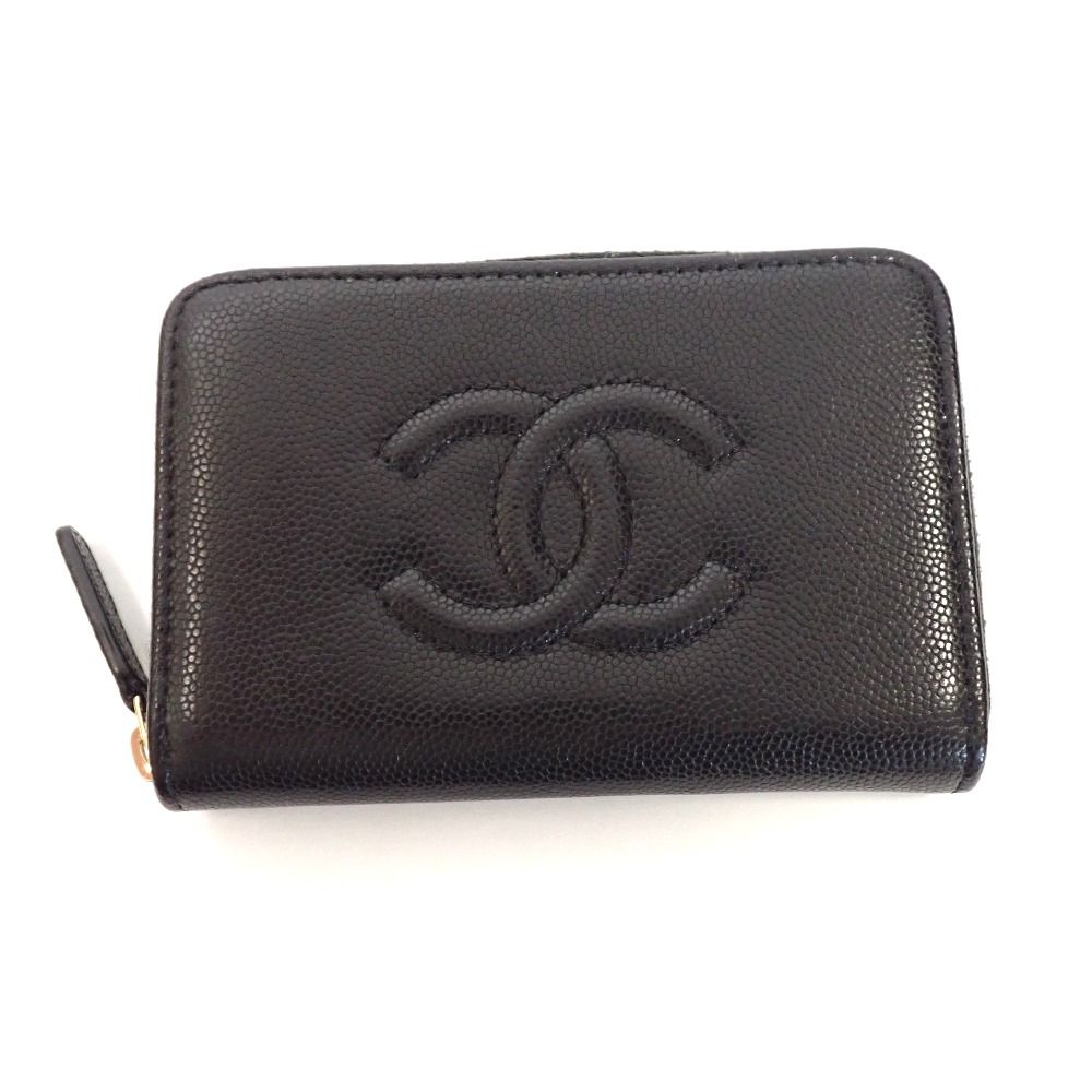 Th999456 シャネル ジップ コインパース AP4658 キャビアスキン ブラック|ゴールド金具 ココマーク コインケース CHANEL 超