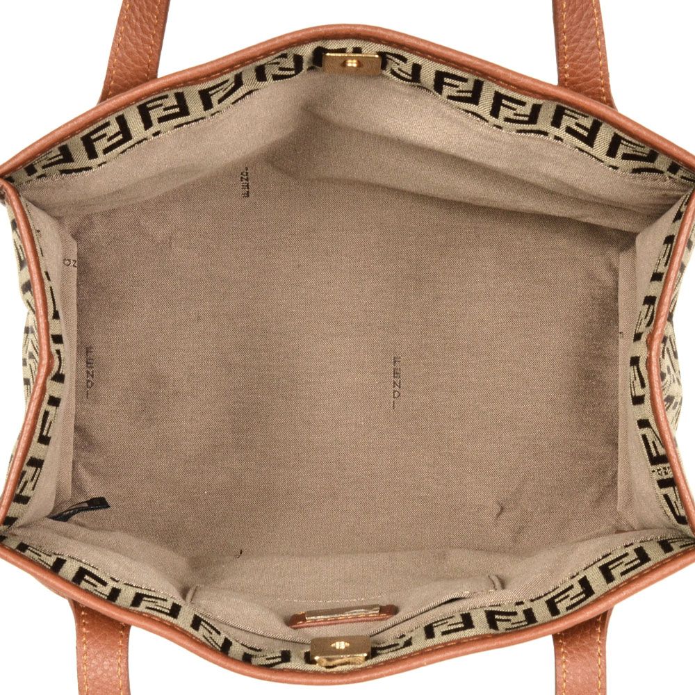 フェンディ FENDI ズッキーノ ハンドバッグ キャンバス レザー