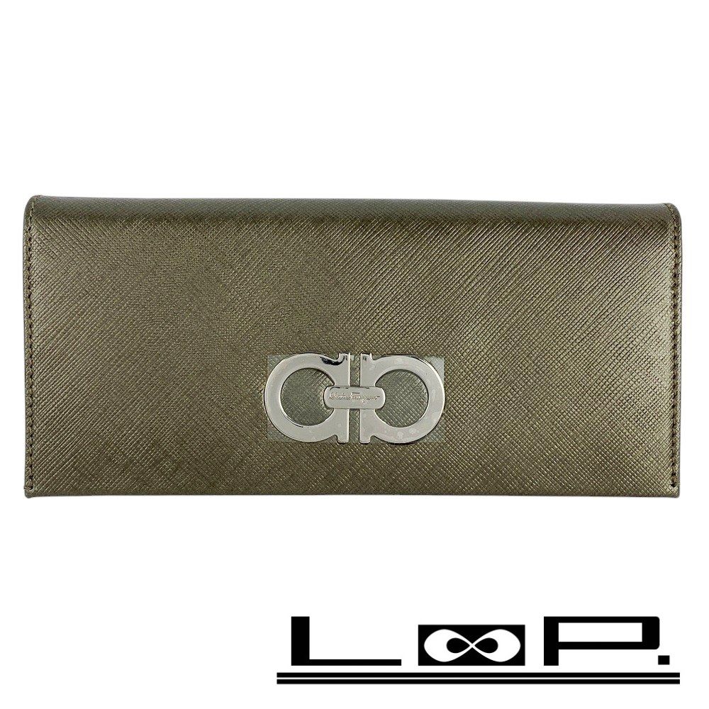 □新同□ サルヴァトーレ フェラガモ 長財布 ウォレット ガンチーニ  