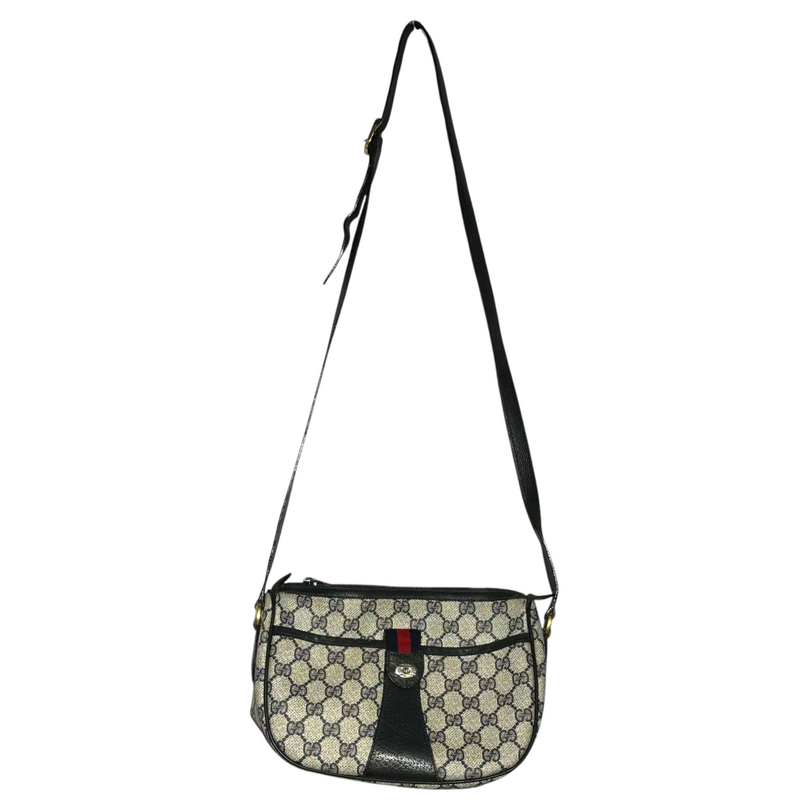 【美品】グッチ GGキャンバス シェリーライン 紺 ショルダーバッグ GUCCI グッチ GGキャンバス シェリーライン ショルダーバッグ