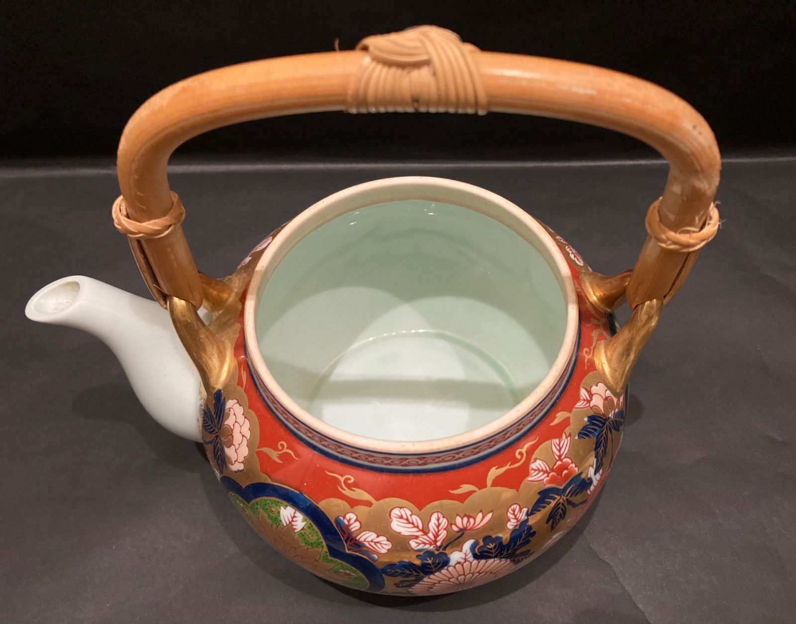 1800  希少　其泉　萌黄金欄手 茶器セット　急須1客　湯呑5客　金彩 シリーズ以外・その他 萌葱金彩 茶器〈石瓶1個・お茶呑茶碗5個