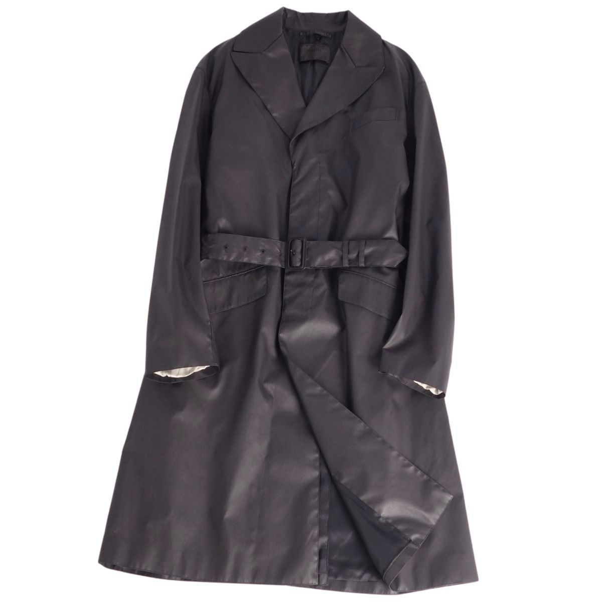 美品 プラダ PRADA コート ベルト付き ロングコート レイン