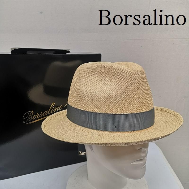 ほぼ未使用Borsalino パナマハット58 美品】ボルサリーノ Borsalino パナマ ハット 58 ストロー
