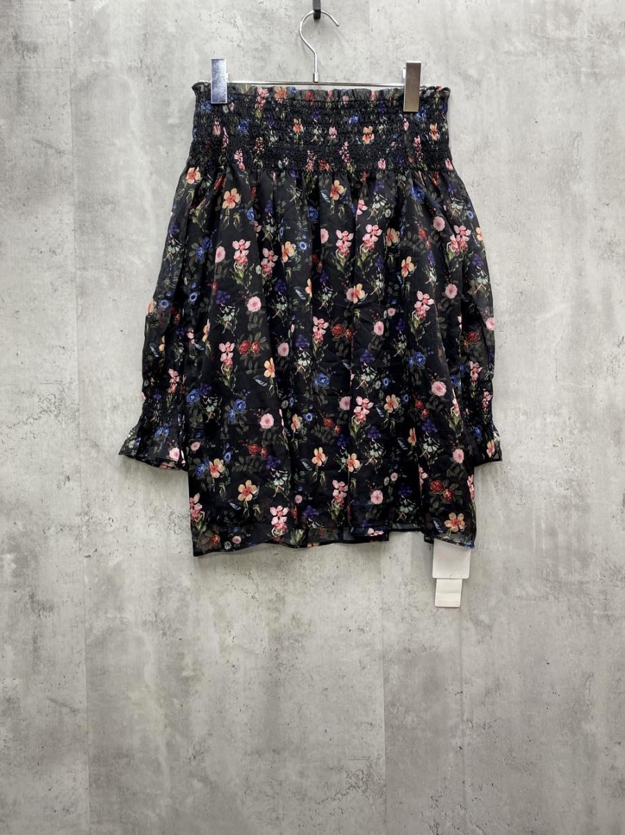 ROSE BUD ローズバッド 600-8110021 花柄 長袖 ブラウス シャツ sizeF|黒 ◆レディース
