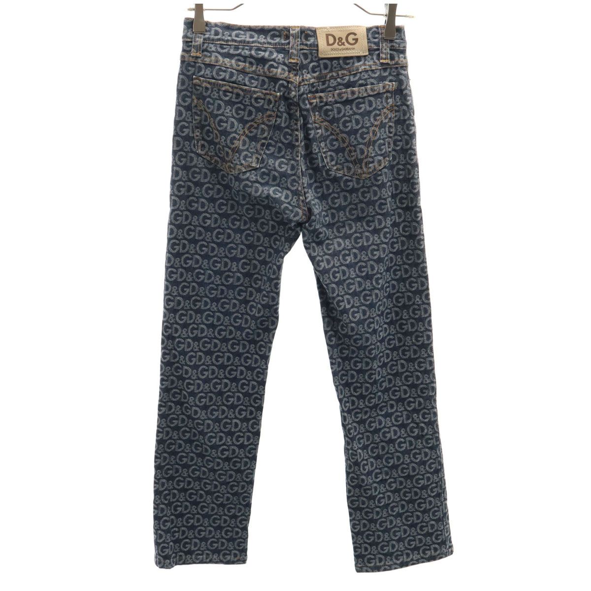 D&G ディーアンドジー イタリア製 総柄 デニムパンツ W27 ネイビー