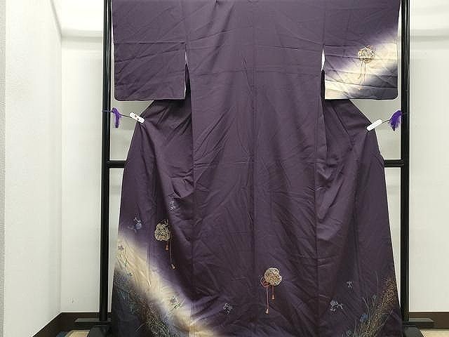 平和屋着物■訪問着　扇面鳳凰花唐草文　暈し染め　金彩　正絹　逸品　CAAO9441yk