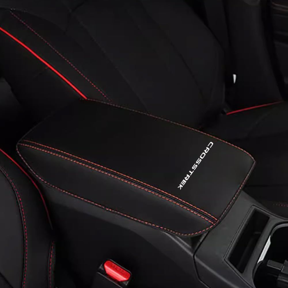 ブラック＆オレンジステッチ XIKER スバル クロストレック GU系 レザーアームレストカバー CROSSTREK センター コンソールボックス カバー 傷 汚れ防止 被せるだけパーツ 内装 カスタム アクセサ