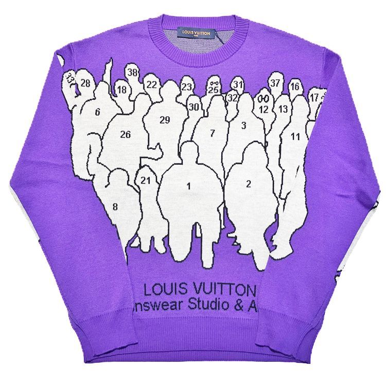LOUIS VUITTON ルイヴィトン 22AW スタジオジャカード クルーネック ニットセーター 2025年秋冬 メンズ パープル Mサイズ セーター ウール 1AAHFA | HNN93WZLL