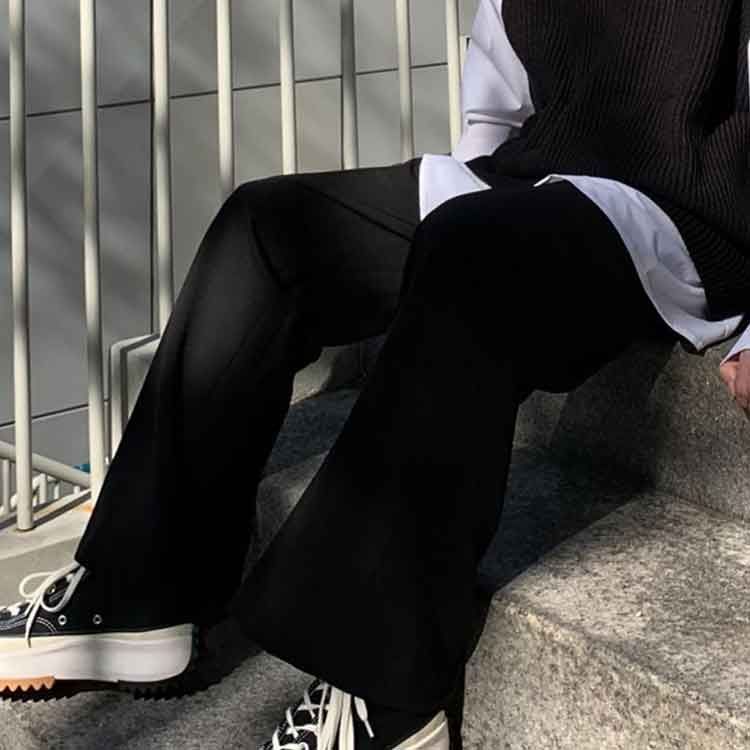 メンズ フレアパンツ スラックス シューカットパンツ ボトムス