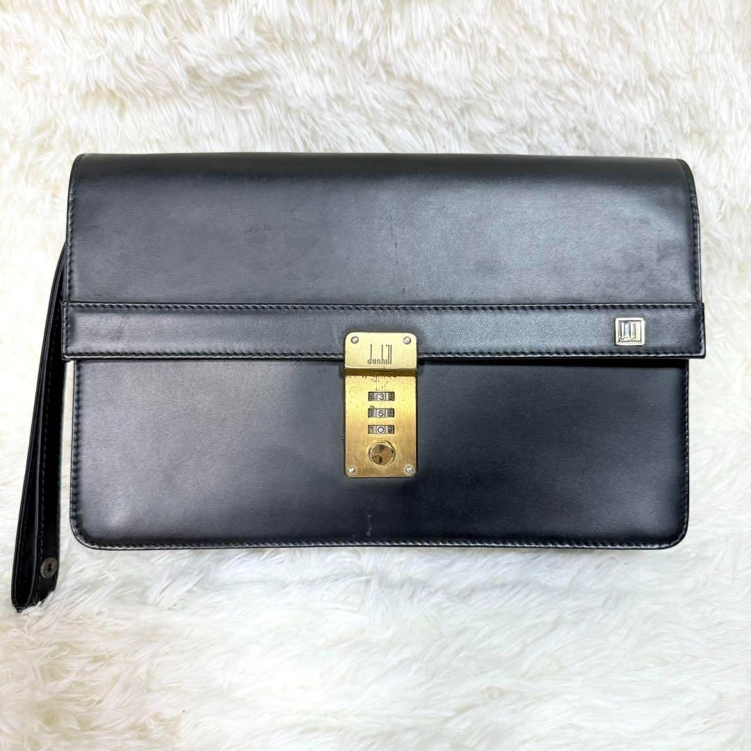 dunhill クラッチバッグ ロゴ金具 ゴールド金具 レザー ブラック dunhill ダンヒル クラッチバッグ セカンドバッグ バッグ メンズ