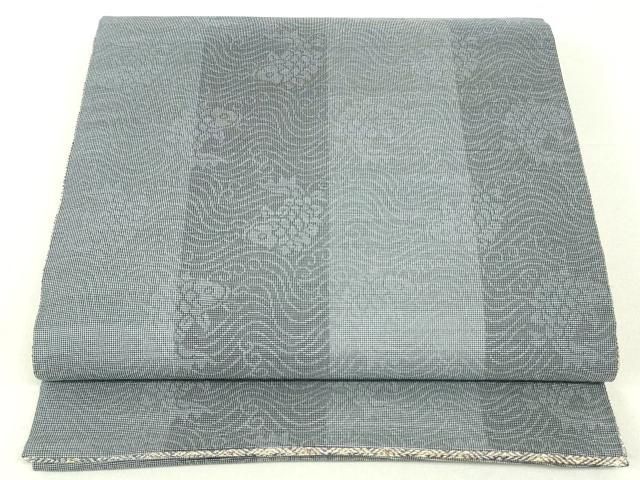 平和屋着物○両面 六通柄袋帯 花菱横段文 金糸 正絹 逸品