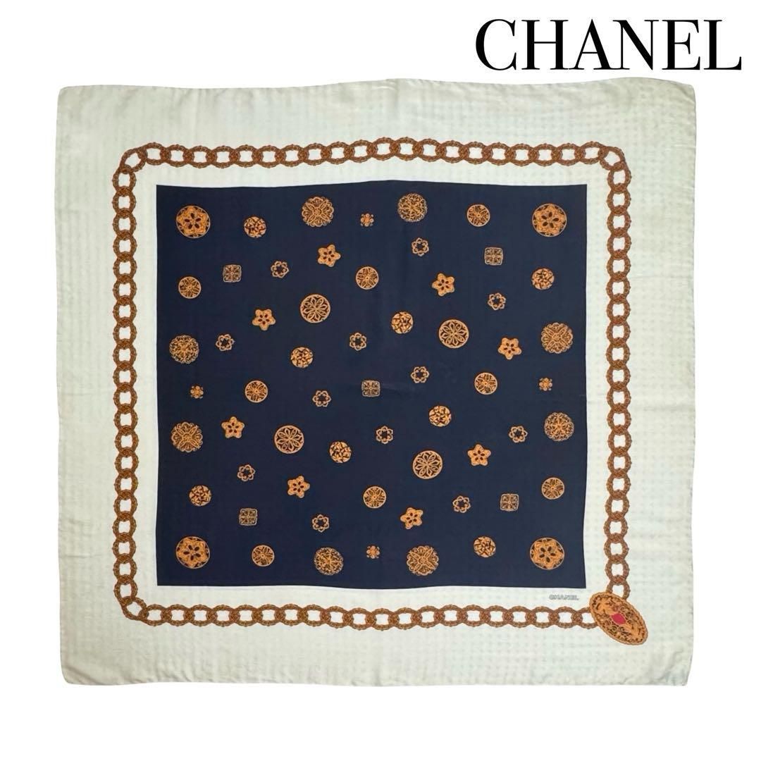 CHANEL シャネル ココマーク ヴィンテージ 大判スカーフ シルク