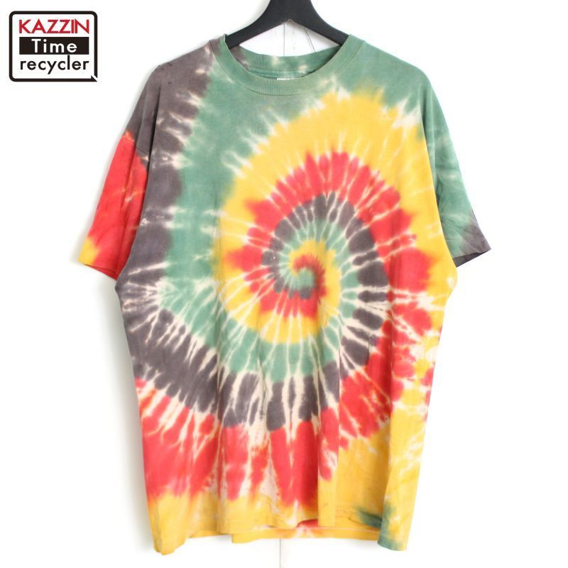 90s USA製 vintage Hanes タイダイ柄 半袖Ｔシャツ メンズ 表記XLサイズ