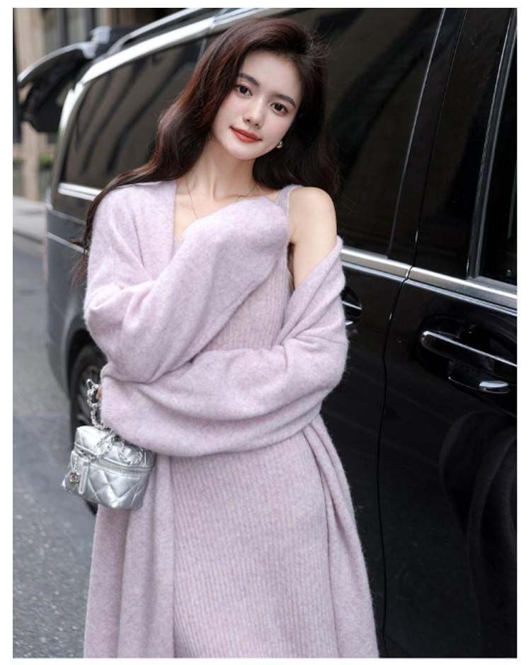 ニット セットアップ ワンピース カーディガン キャミワンピ