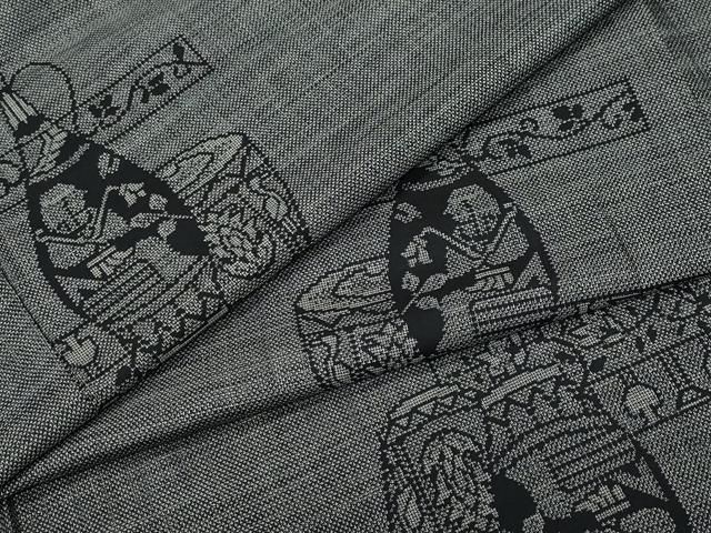 平和屋着物○本場大島紬 9マルキ 泥染め エ霞吉祥文 山中織物