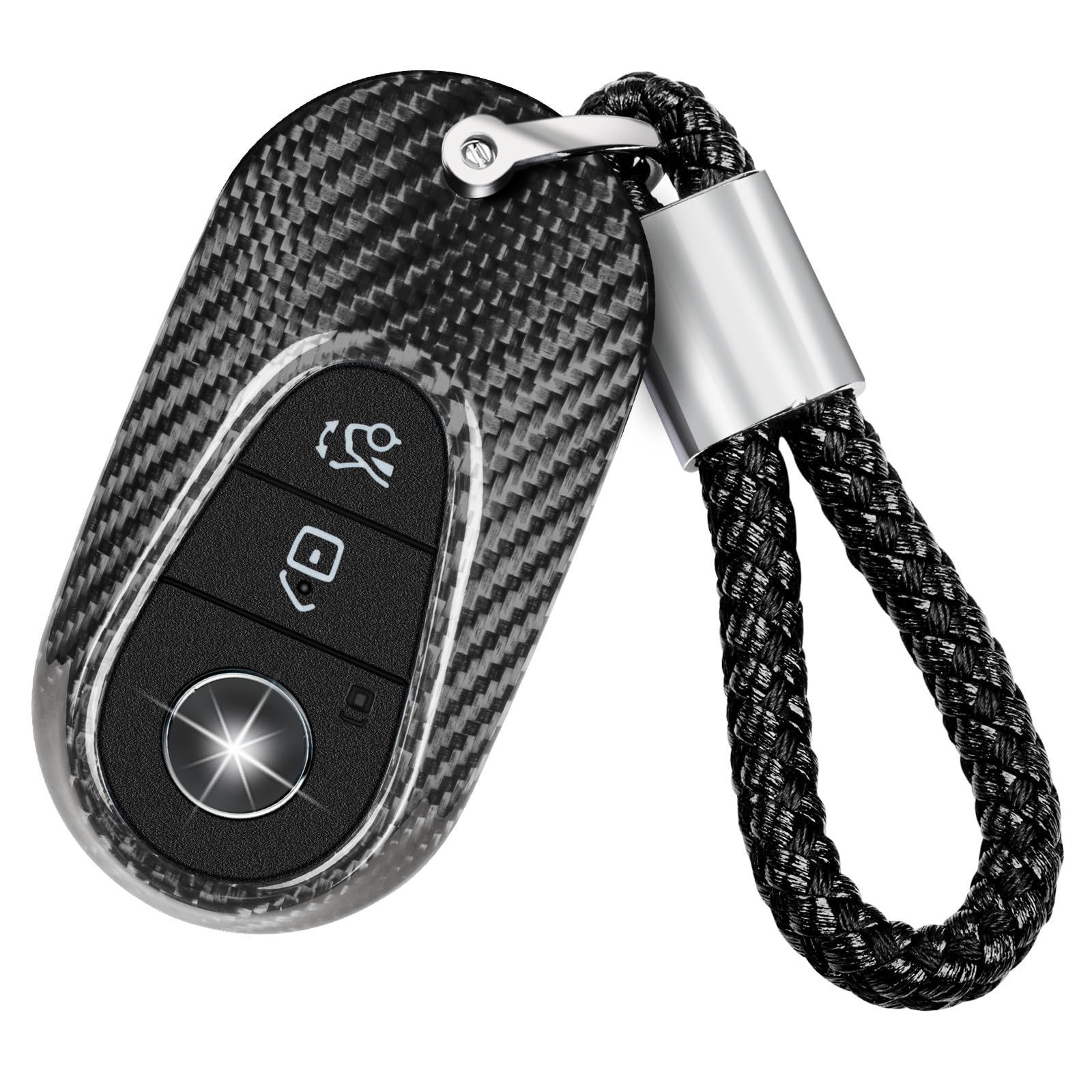 [T-carbon]メルセデスベンツアクセサリー2022 SクラスSLクラスCクラスC300 W206 W223 R232 3ボタン車スマートキーフォブケースキープロテクターシェルのための本物のカーボンファイバーキーフォブカ