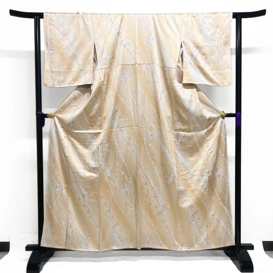 小紋 金彩 銀彩 蝶 花模様 ハート 斜め縞 ぼかし染め 着物 091a d