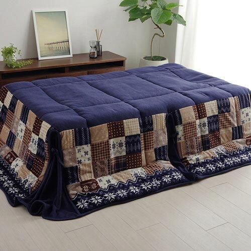【新品・3営業日で発送】イケヒコ こたつ布団 ノーチェ 約190×280cm ネイビー 省スペースタイプ 大判サイズ #5578719